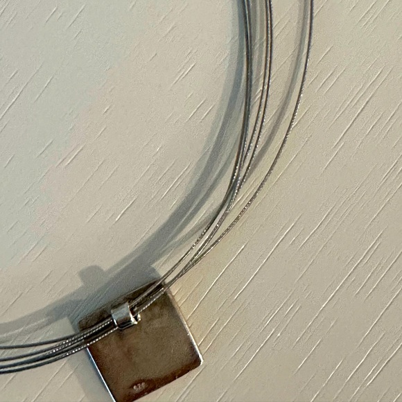 Sterling Silver Pendant Necklace with Turquoise Chip Inlay - Picture 4 of 5